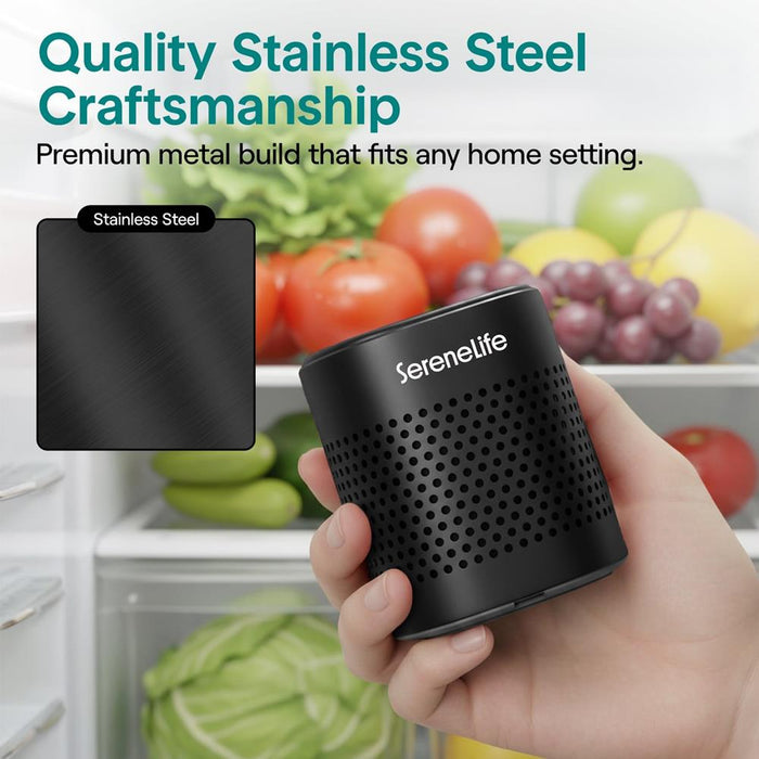 Serenelife Square Refrigerator Deodorizer, Lasts Up To 10 Years, More Effective Than Baking Soda - With Natural Bamboo Air Purifying Technology (Black)