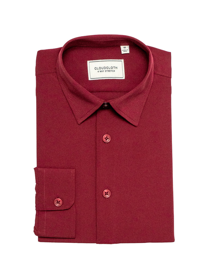 SH9801 Sangria- 4 Way Stretch Solid Shirt. Available in 17 Colors!