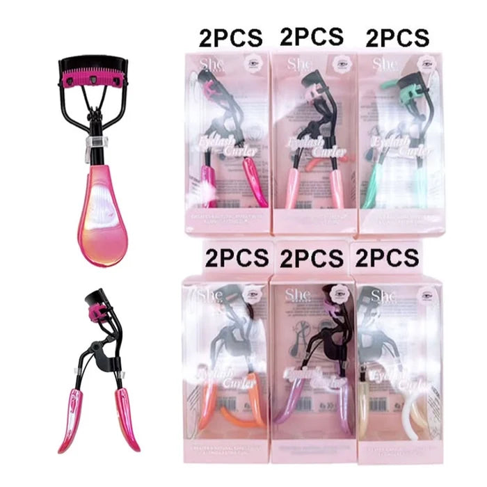 S.HE Makeup Professional Eyelash Curler with Built-in Separator Comb (2-Pack) – Ergonomic Lash Lifter for Natural, Long-Lasting Curl