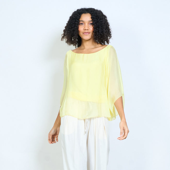 Sheer chiffon batwing sleeve loose blouse wholesale