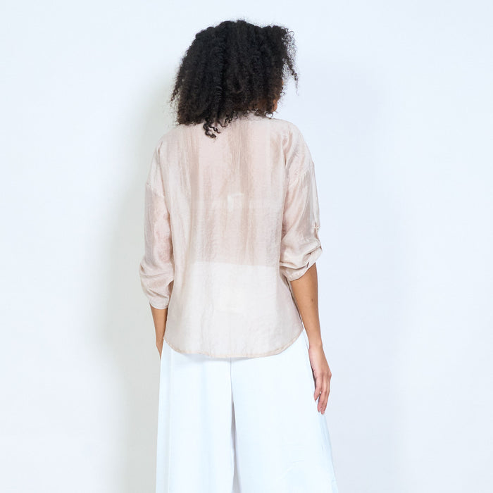 Sheer v-neck relaxed fit blouse wholesale
