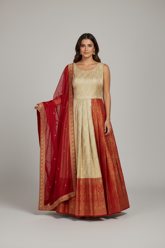 Silk Anarkali dress by Kurti Connection USA