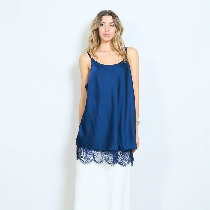 Silk touch lace trim camisole top wholesale
