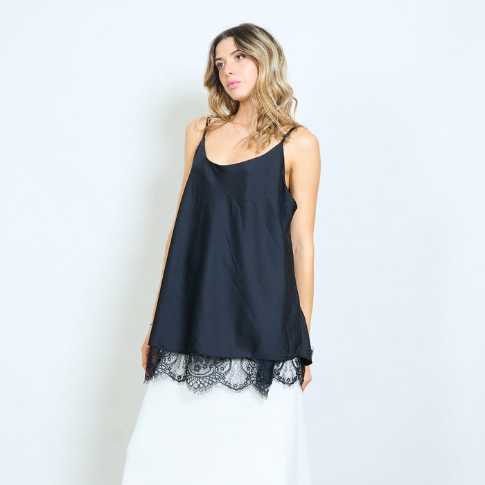 Silk touch lace trim camisole top wholesale