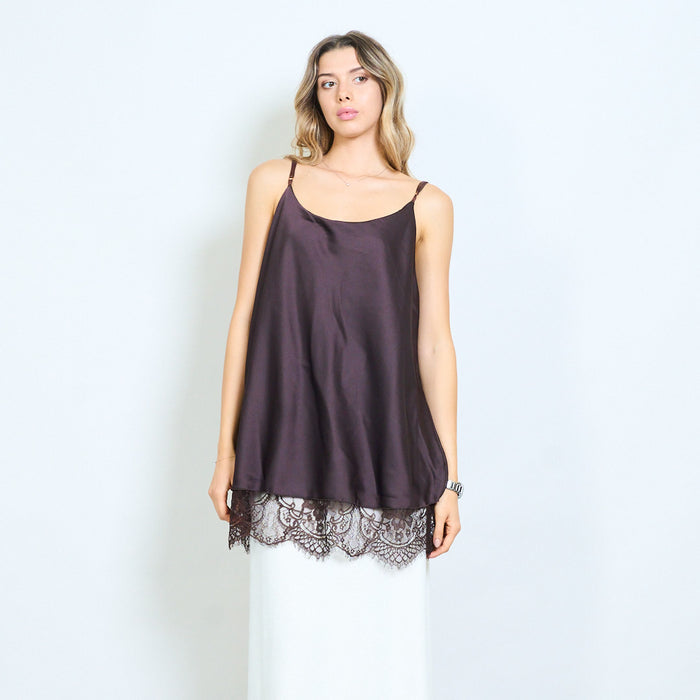 Silk touch lace trim camisole top wholesale