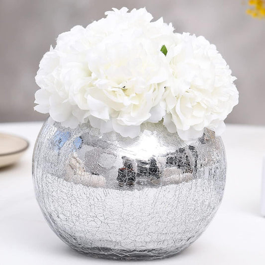 Silver Cracked Glass Vase/ Candle Holder | Home Décor