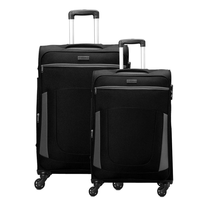 Sleek Luggage Set of 2, black airport suitcases with aluminium handle support by Carriall