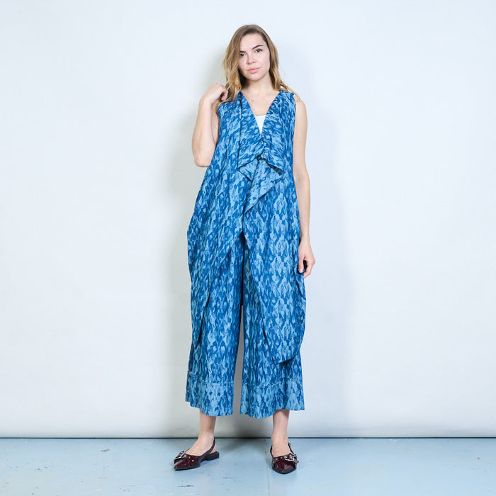 Sleeveless abstract print longline open front cardigan wholesale