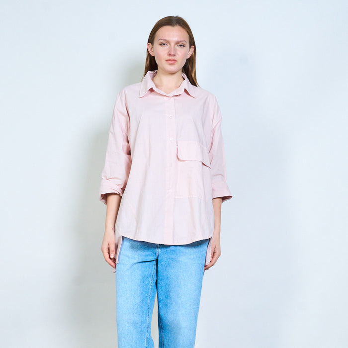 Soft button front relaxed shirt wholesale