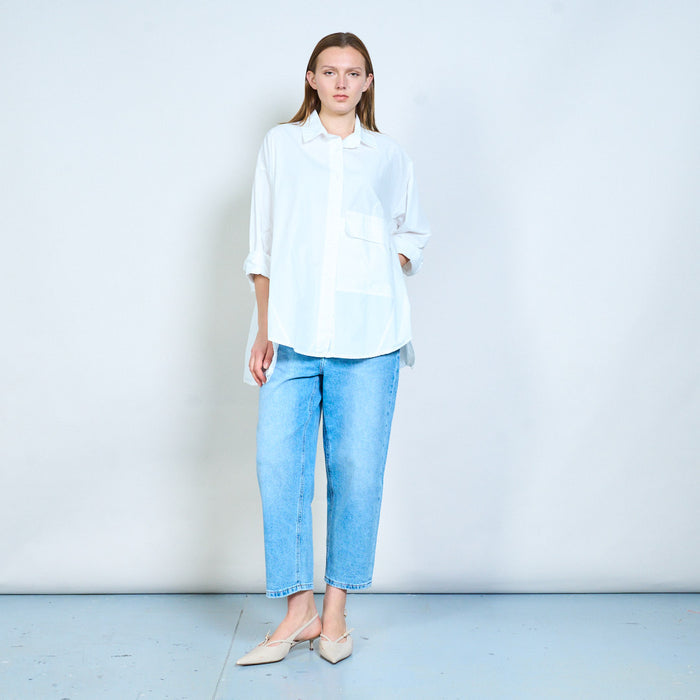 Soft button front relaxed shirt wholesale