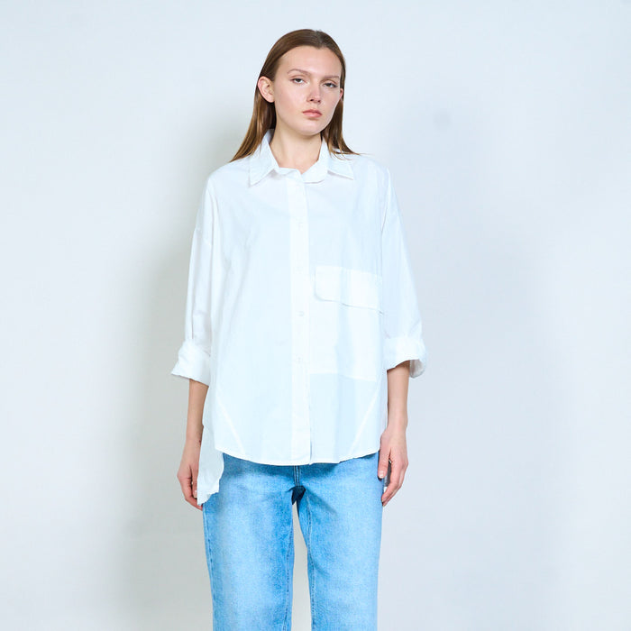 Soft button front relaxed shirt wholesale