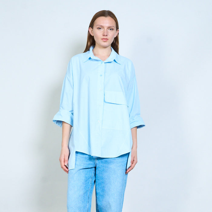 Soft button front relaxed shirt wholesale