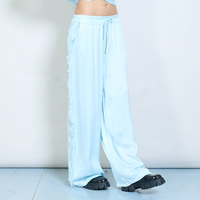 Soft drape fringe-trim relaxed drawstring trouser wholesale