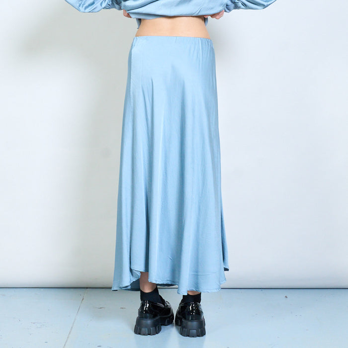 Soft drape minimalist elastic-waist flow midi skirt wholesale
