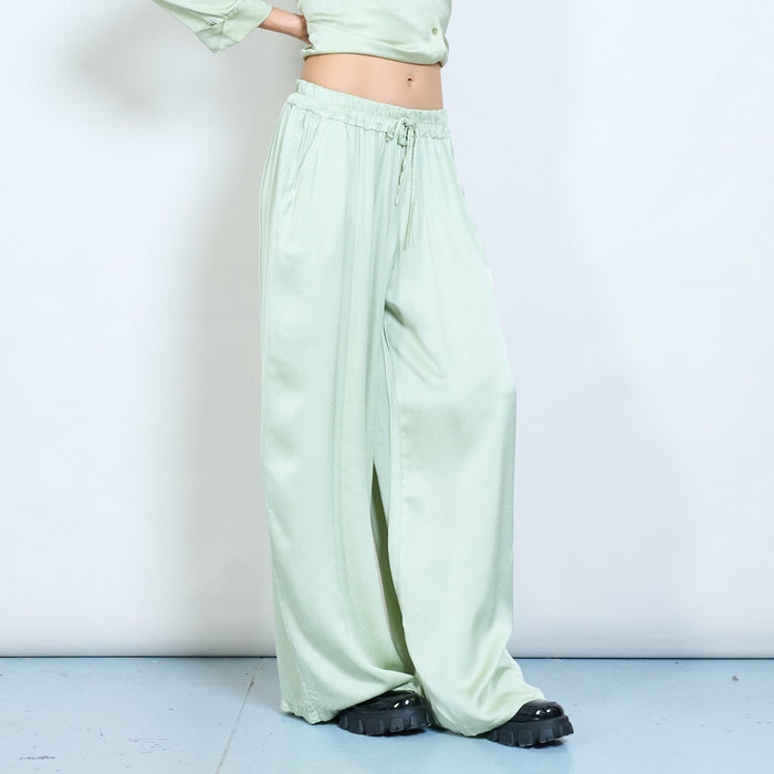 Soft drape minimalist relaxed drawstring trouser wholesale