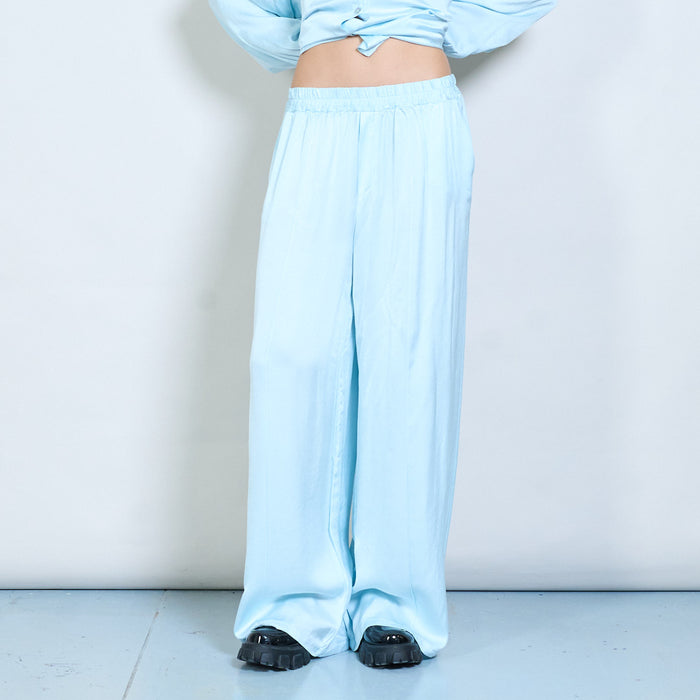 Soft drape minimalist wide-leg elastic-waist trouser wholesale