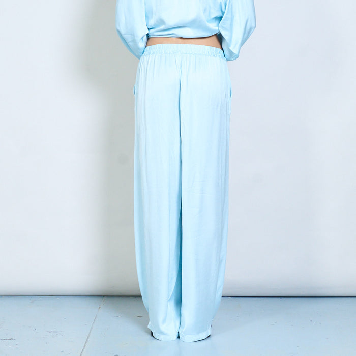 Soft drape minimalist wide-leg elastic-waist trouser wholesale