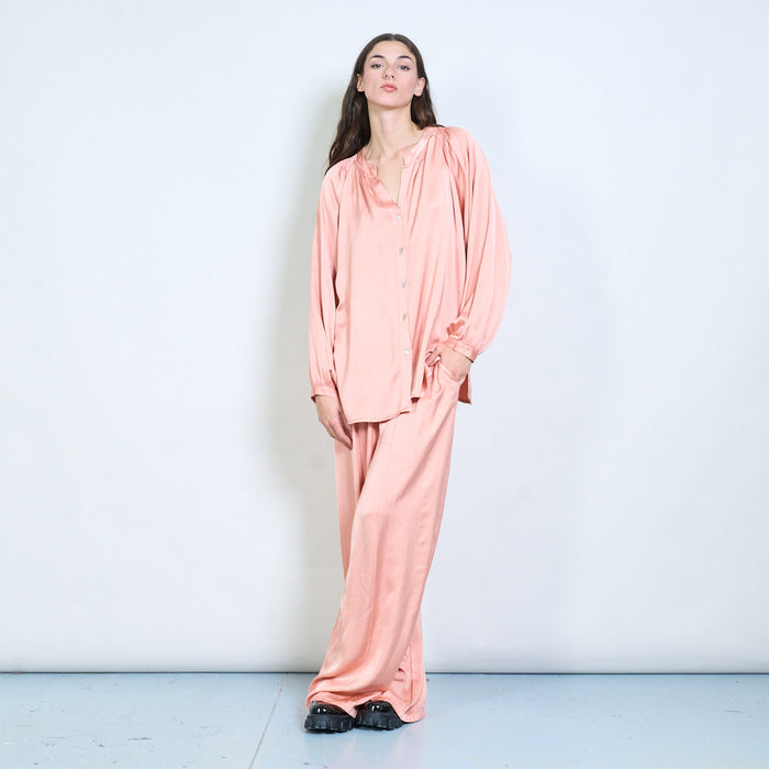 Soft drape minimalist wide-leg elastic-waist trouser wholesale