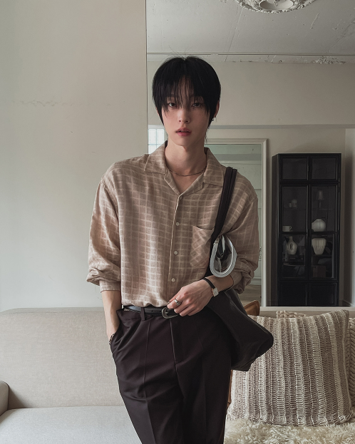 Soft Grid Linen Shirt