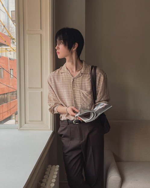 Soft Grid Linen Shirt