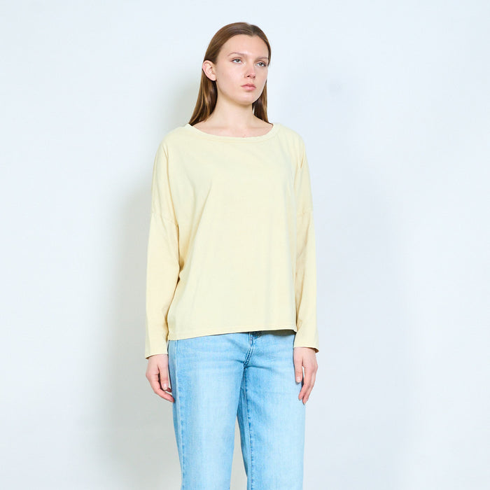 Soft jersey sweater with wide neckline and relaxed sleeves wholesale
