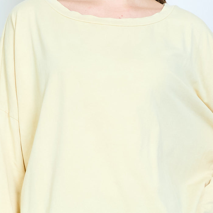 Soft jersey sweater with wide neckline and relaxed sleeves wholesale