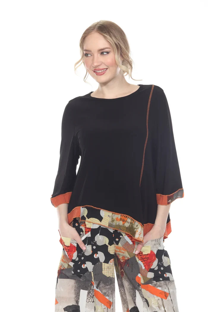 Soft Knit Tunic with  Bold Contrast Trim - 3614