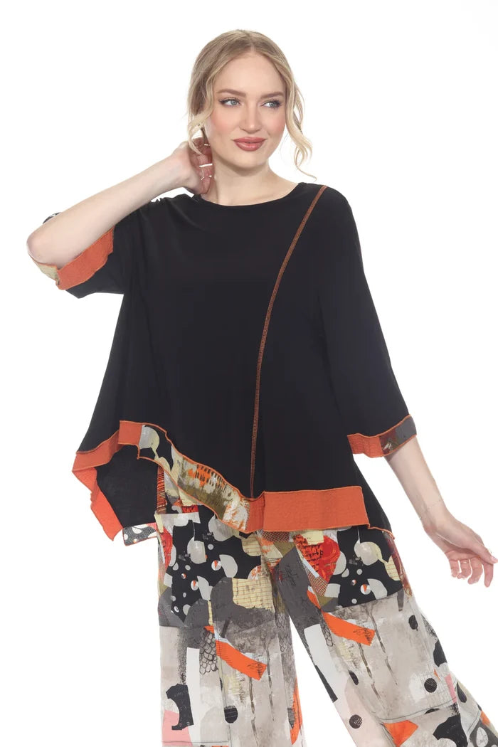 Soft Knit Tunic with  Bold Contrast Trim - 3614
