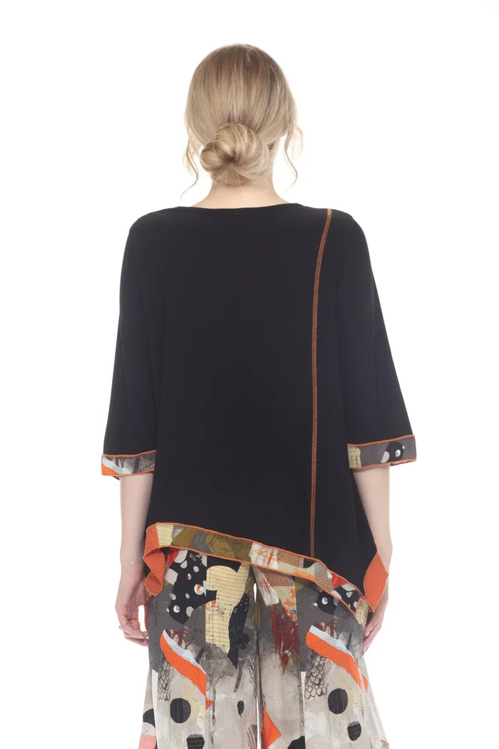Soft Knit Tunic with  Bold Contrast Trim - 3614