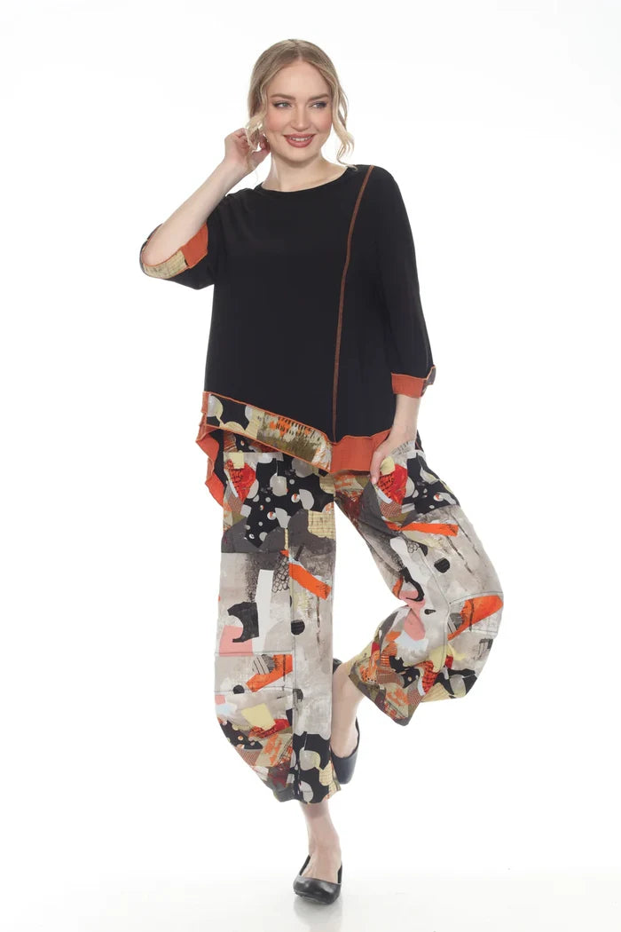 Soft Knit Tunic with  Bold Contrast Trim - 3614