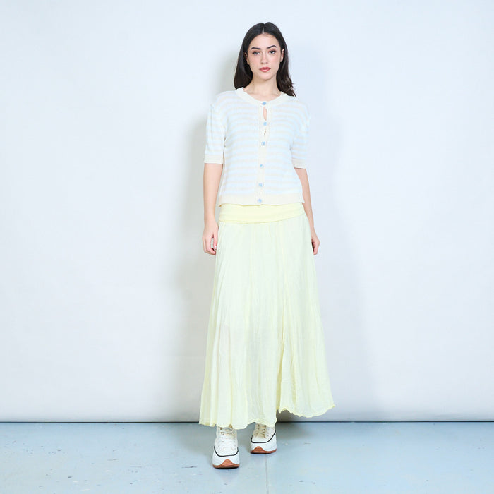 Soft pleated panel elastic waist maxi skirt wholesale