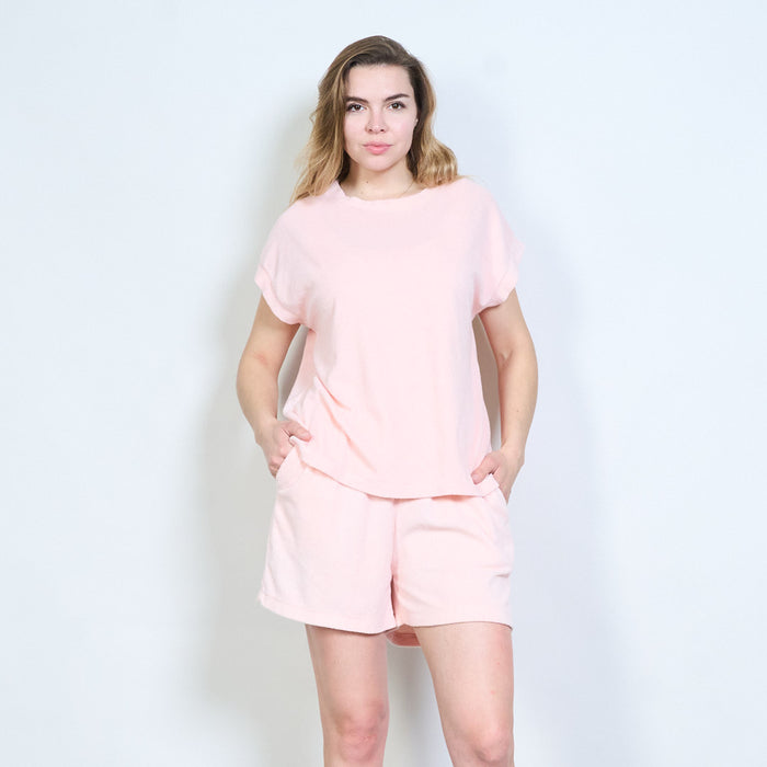 Soft touch round neck relaxed sleeve top wholesale