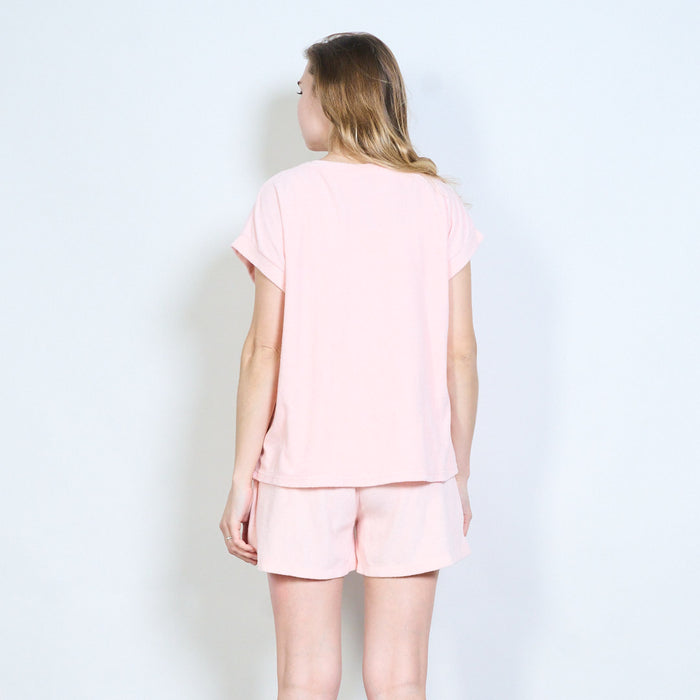 Soft touch round neck relaxed sleeve top wholesale