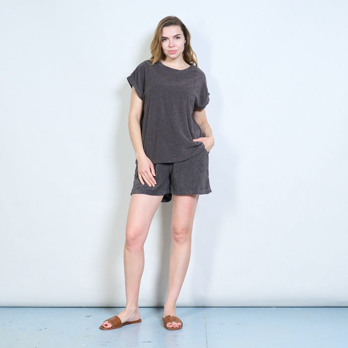 Soft touch round neck relaxed sleeve top wholesale
