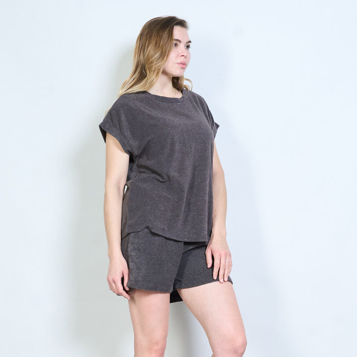 Soft touch round neck relaxed sleeve top wholesale