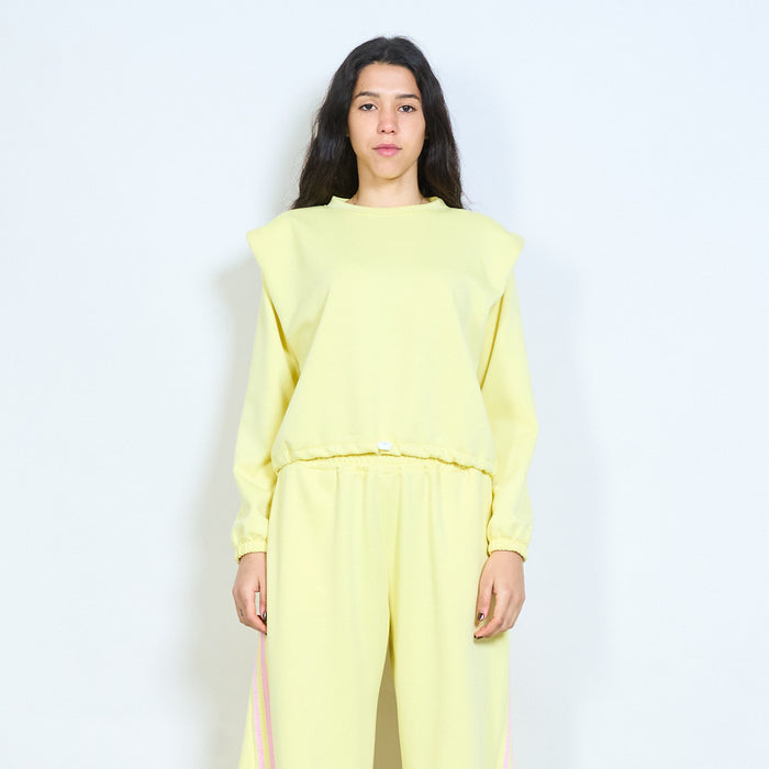 Solid long sleeve round neck elastic hem sweatshirt wholesale