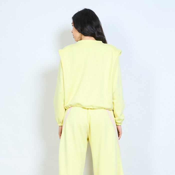 Solid long sleeve round neck elastic hem sweatshirt wholesale
