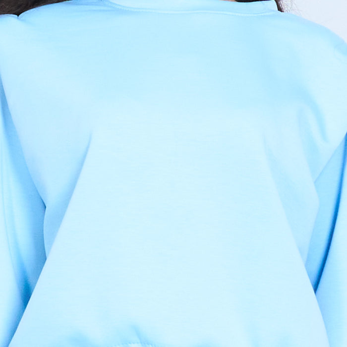 Solid long sleeve round neck elastic hem sweatshirt wholesale