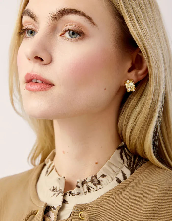 Spartina 449 Karissa Hoop Earrings White Opal