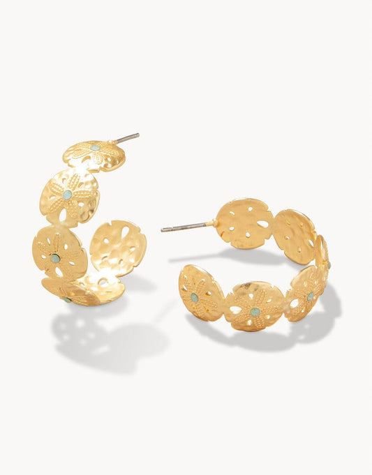 Spartina 449 Sand Dollar Hoop Earrings Sea Foam