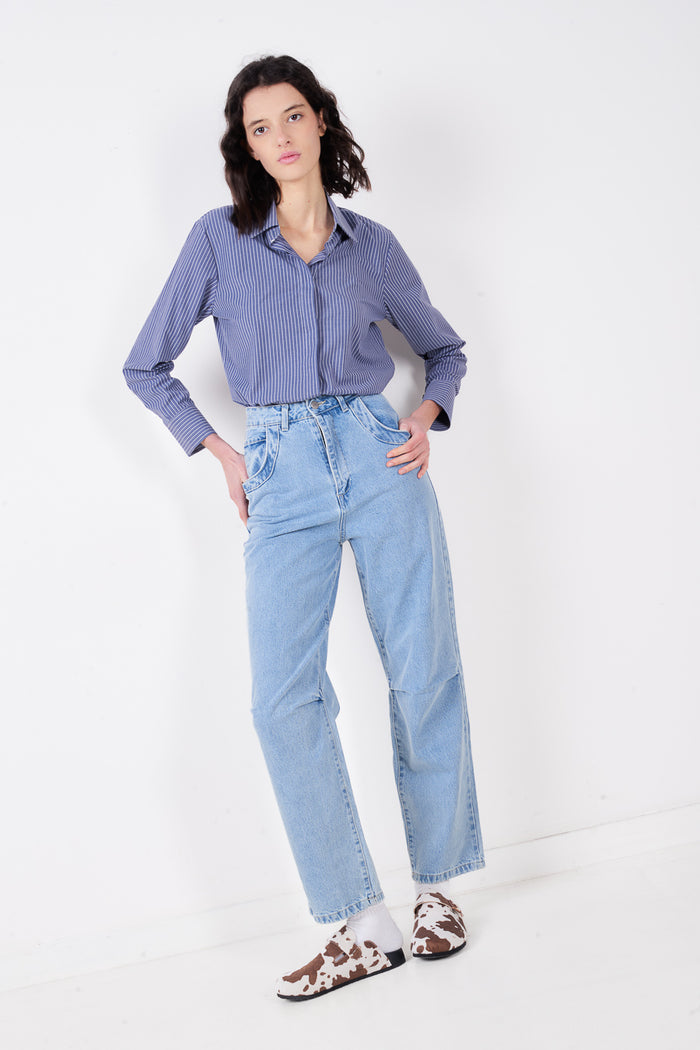 Straight leg panel detail denim jeans wholesale
