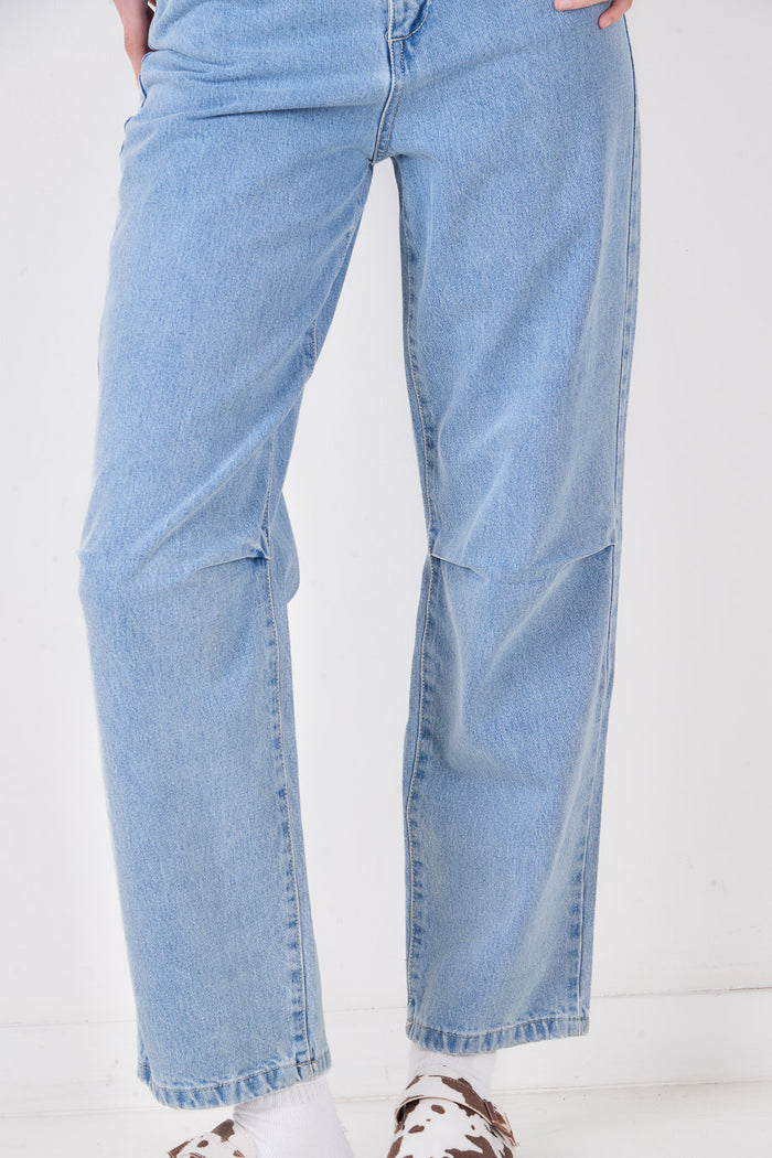 Straight leg panel detail denim jeans wholesale