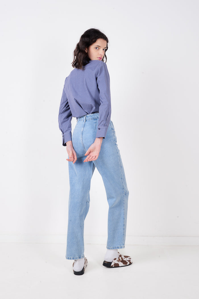 Straight leg panel detail denim jeans wholesale