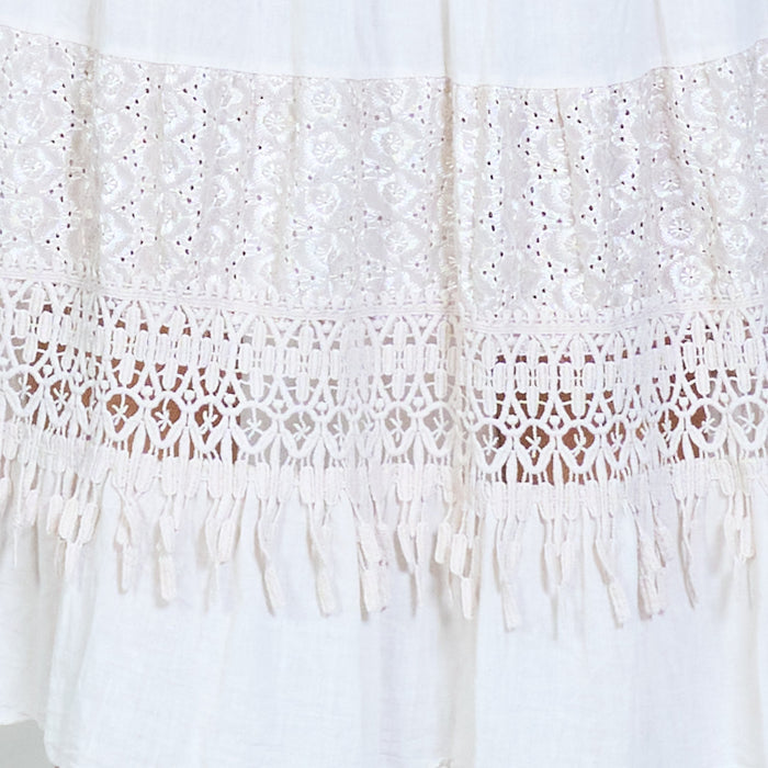 Strapless lace panel tassel trim midi skirt wholesale