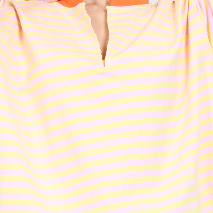 Stripe notch neck short sleeve casual top wholesale