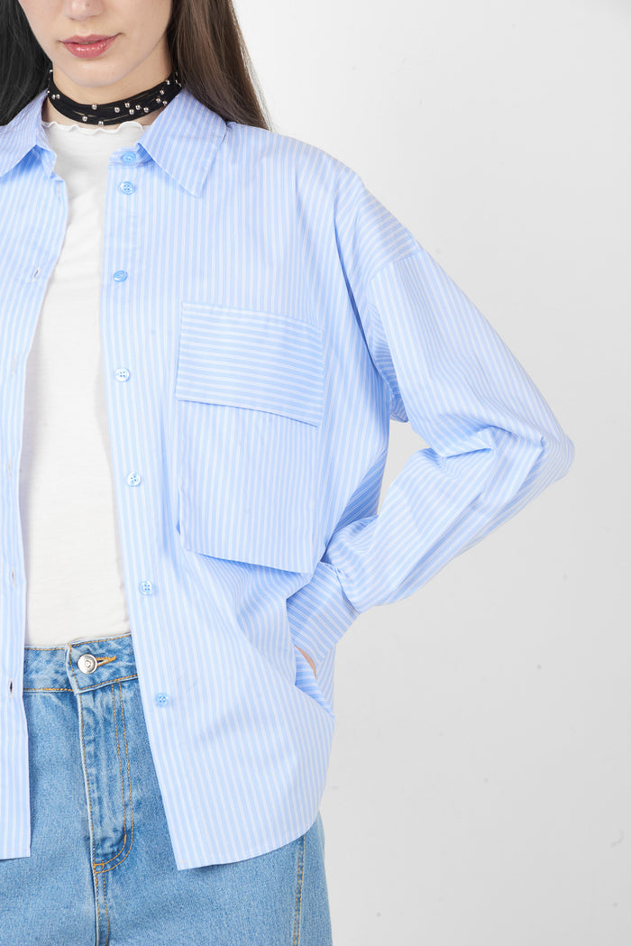 Striped oversized shirt with double pockets wholesale