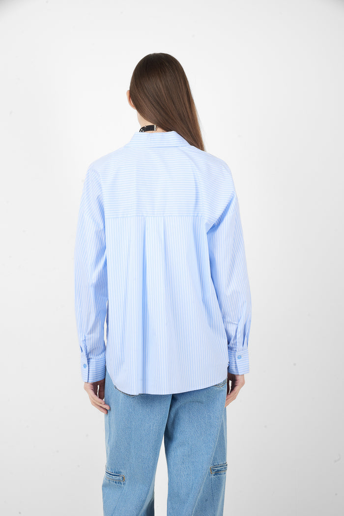 Striped oversized shirt with double pockets wholesale
