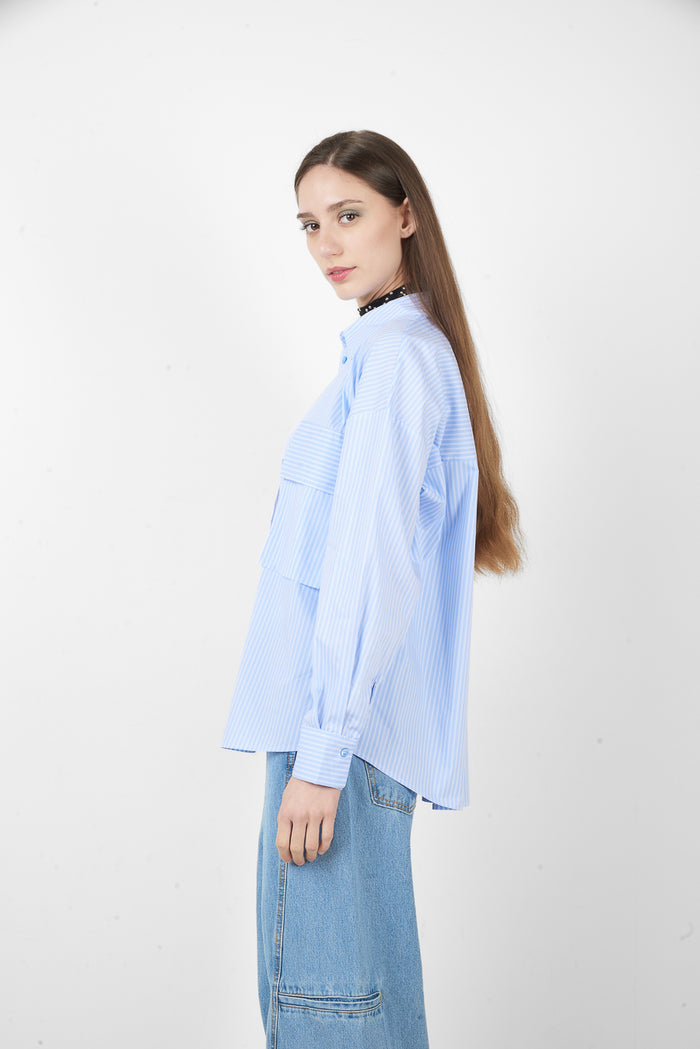 Striped oversized shirt with double pockets wholesale