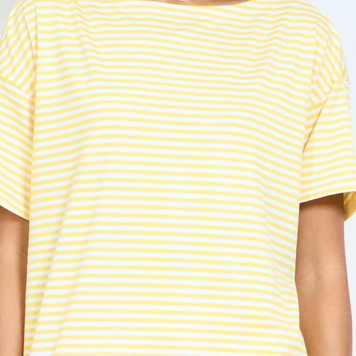 Striped short sleeve oversized t-shirt and elastic waist shorts lounge set wholesale