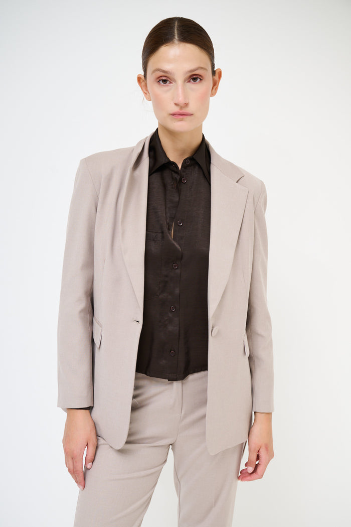 Structured single-button blazer with flap pockets wholesale